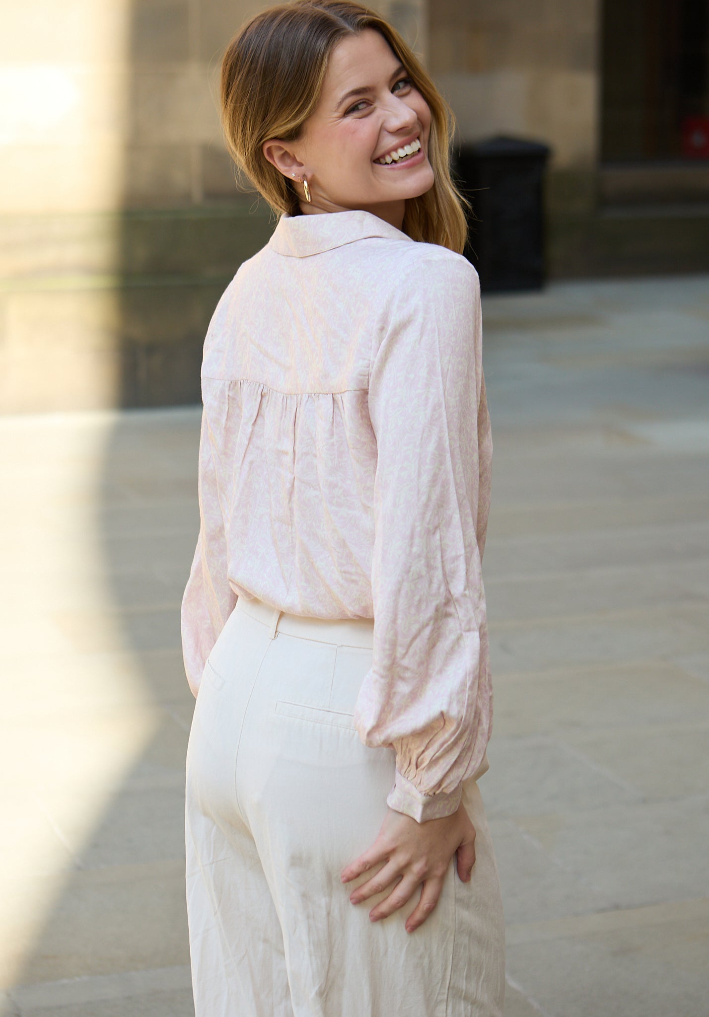 Marrianne Peter Pan Collar Tonal Foulard Floral Print Shirt In Pink - image 5