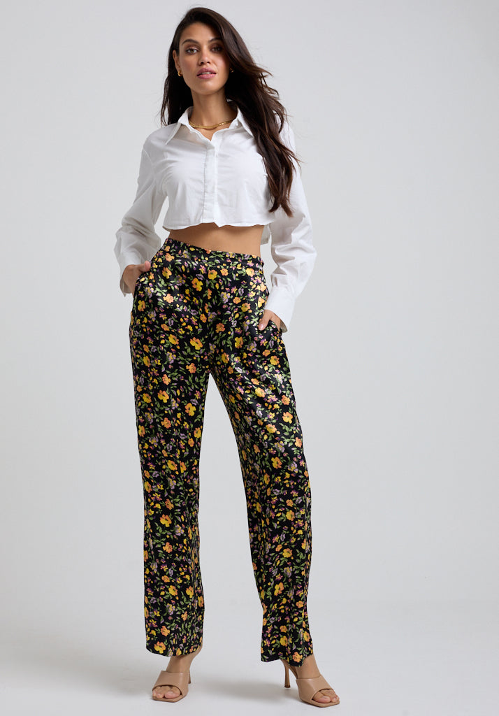 Bright Floral Printed Wide Leg Trouser