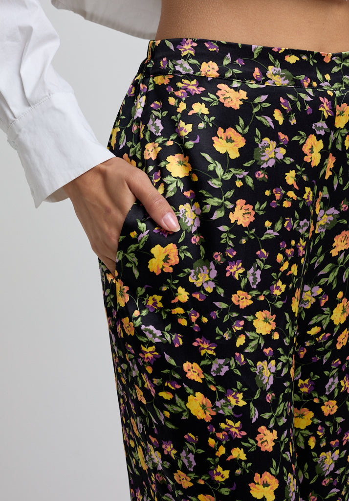 Bright Floral Printed Wide Leg Trouser