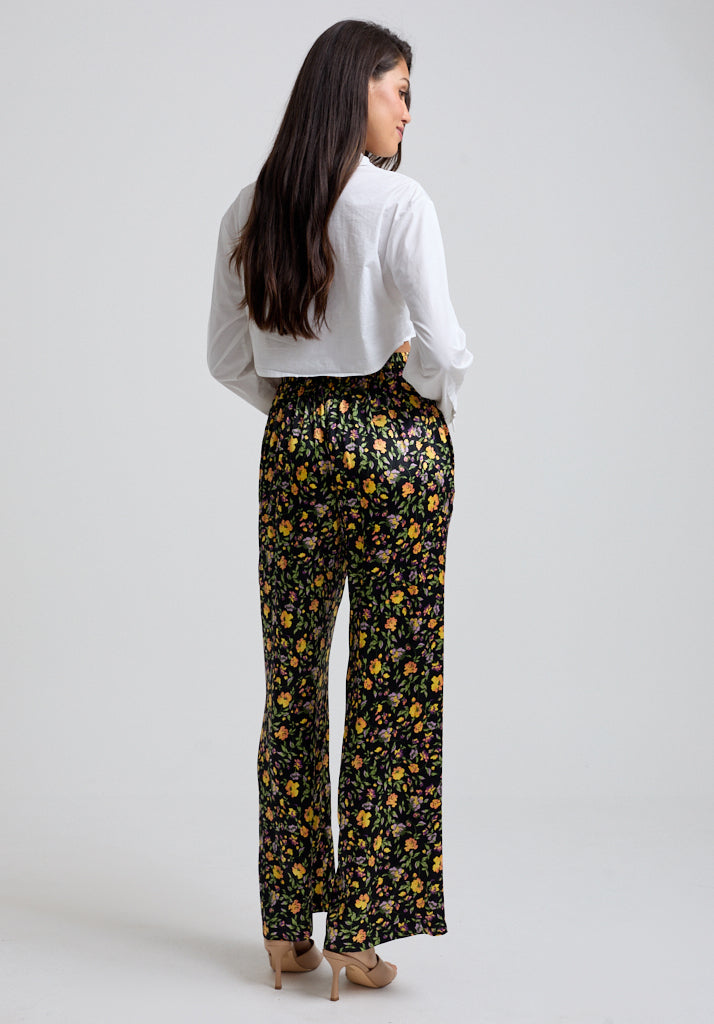 Bright Floral Printed Wide Leg Trouser