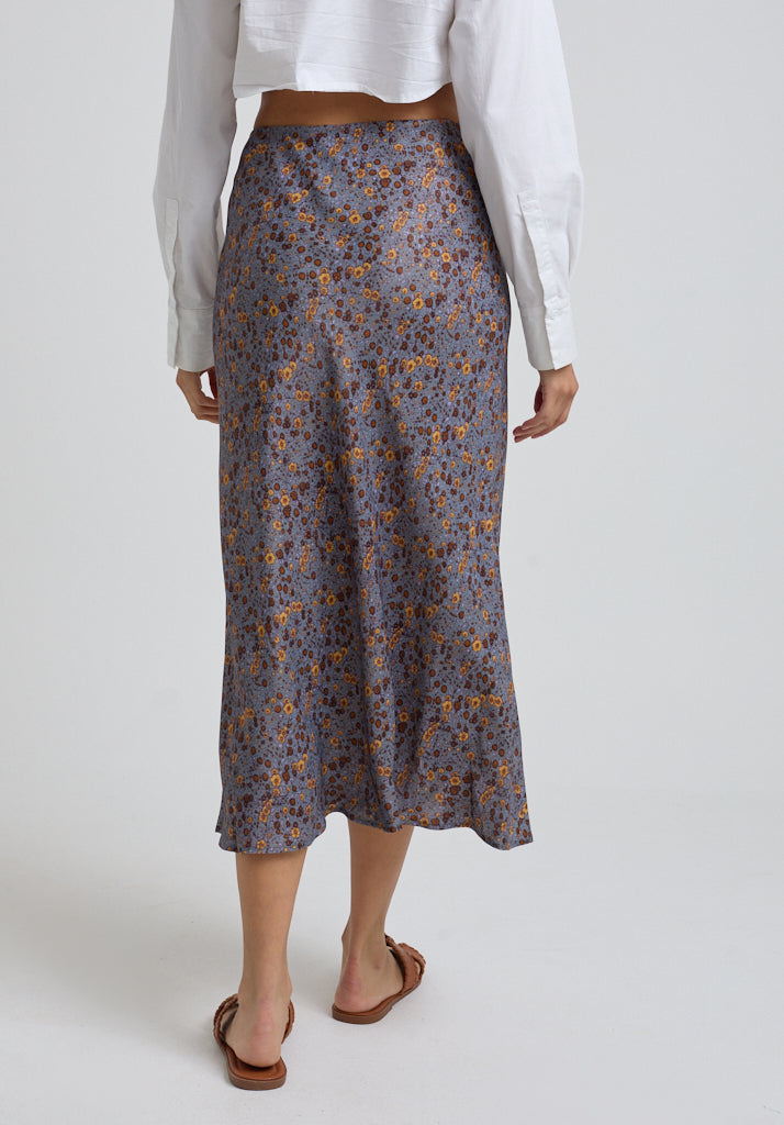 Poppy Aster Midi Skirt in Grey