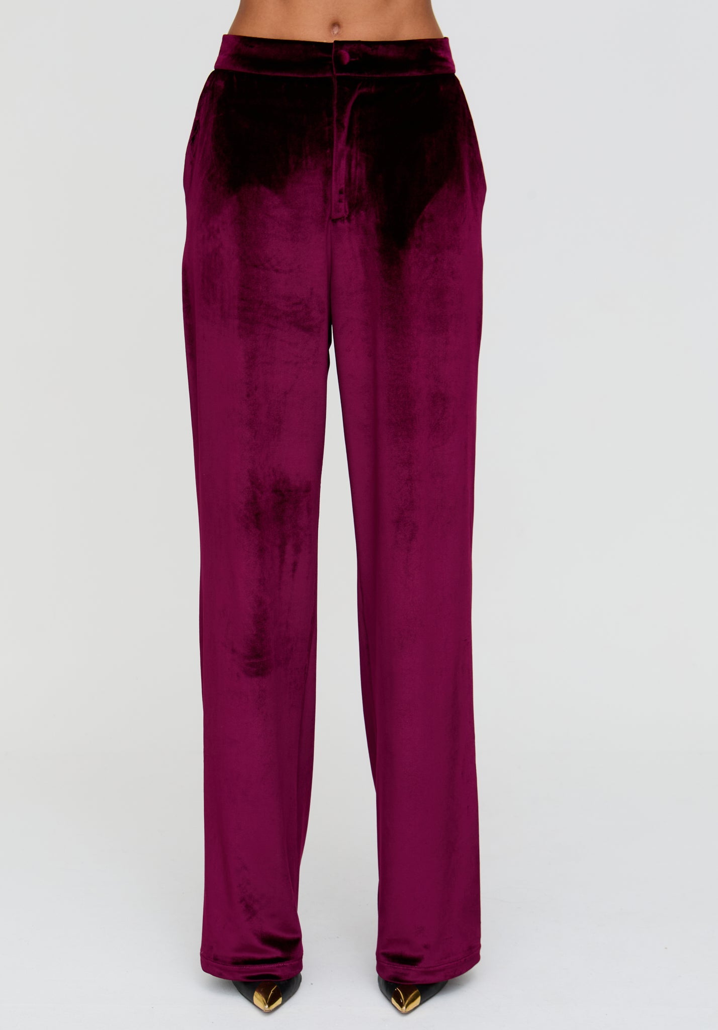 Valerie Straight Leg Velvet Trouser In Burgundy - image 4