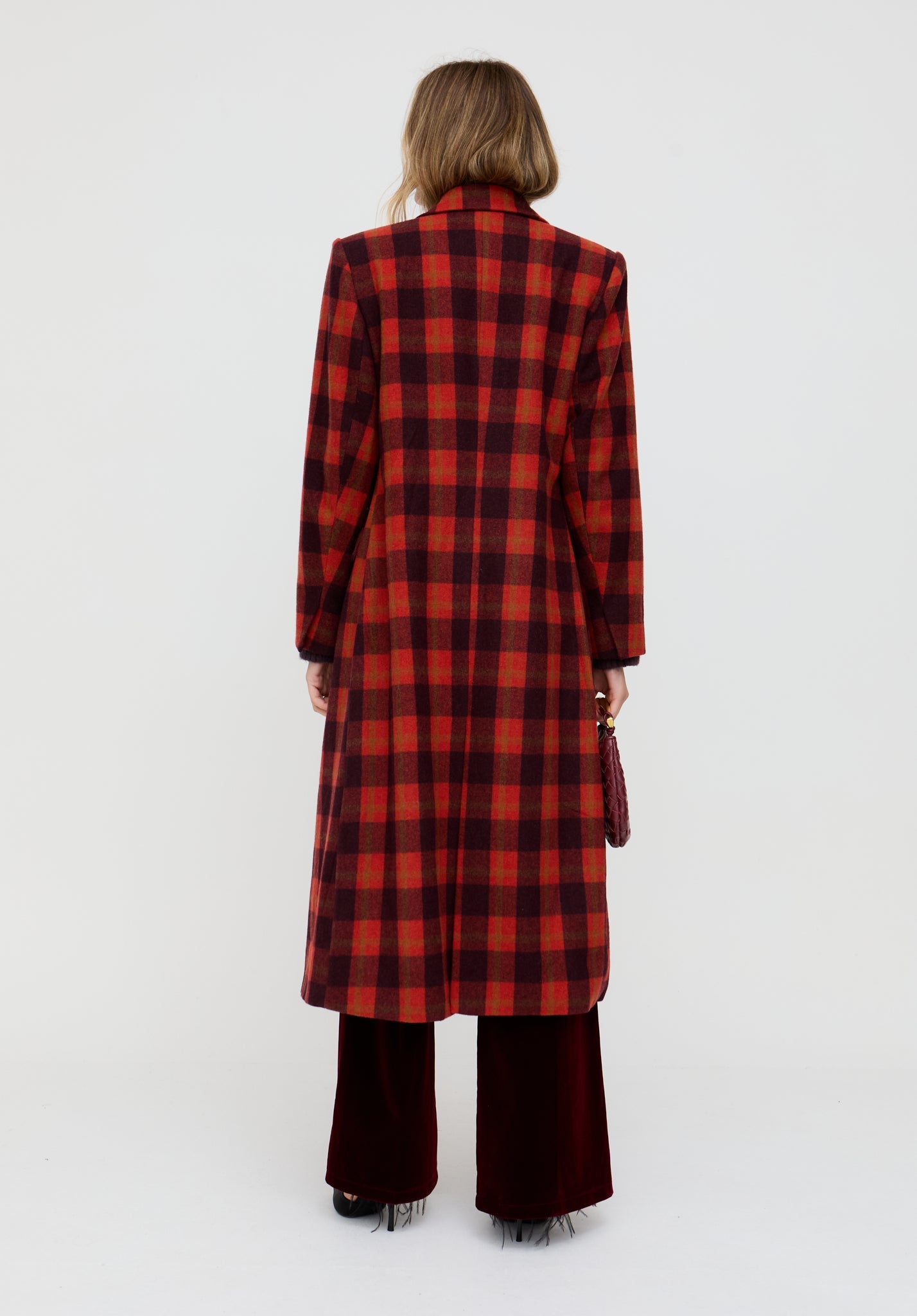 Tamara Double Breasted Check Print Coat In Red - image 2