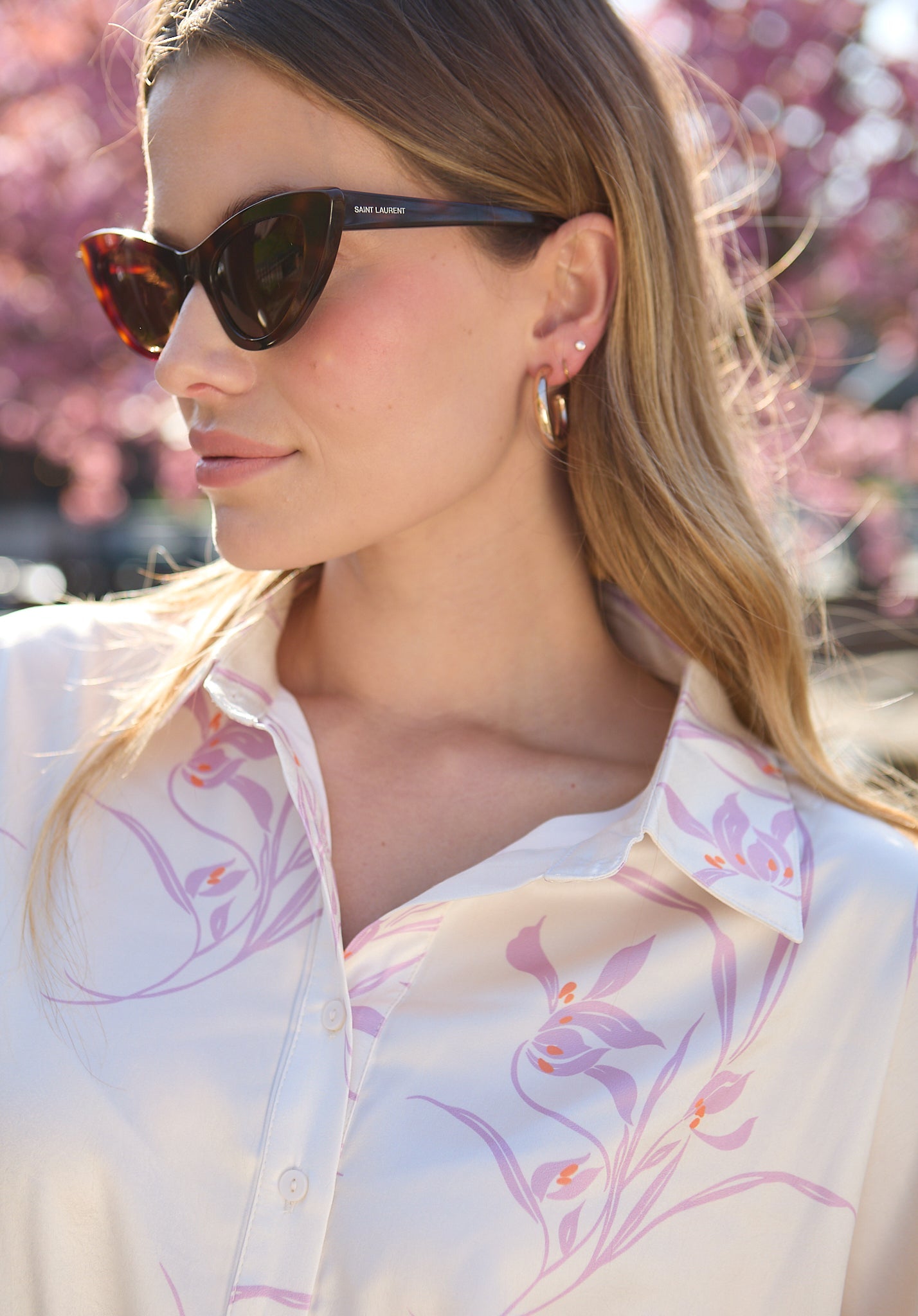 Kristy Button Down Large Floral Shirtdress In Cream - image 6