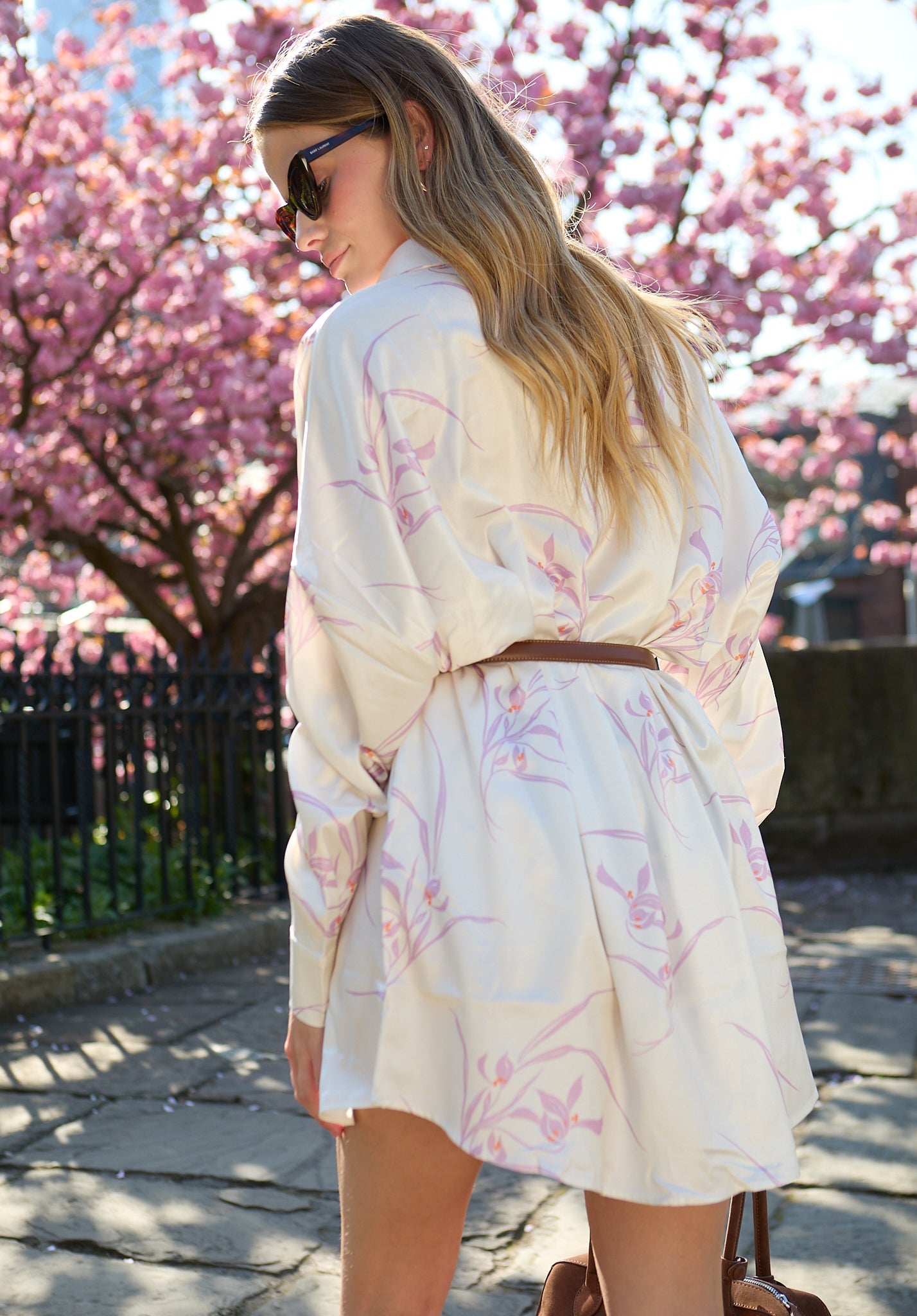 Kristy Button Down Large Floral Shirtdress In Cream - image 5