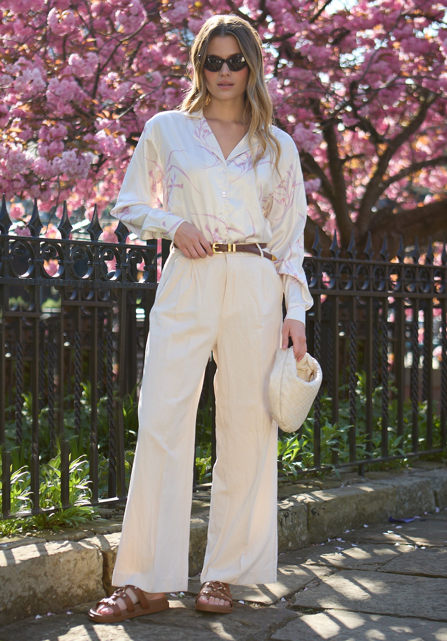 Lillibet Large Floral Print Shirt In Cream - image 2