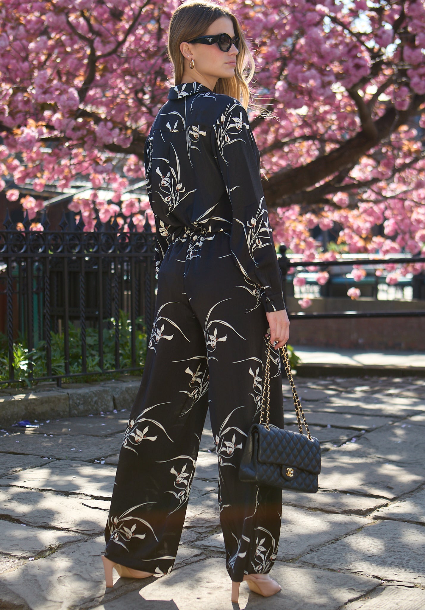 Lillibet Large Floral Print Shirt In black- image 4