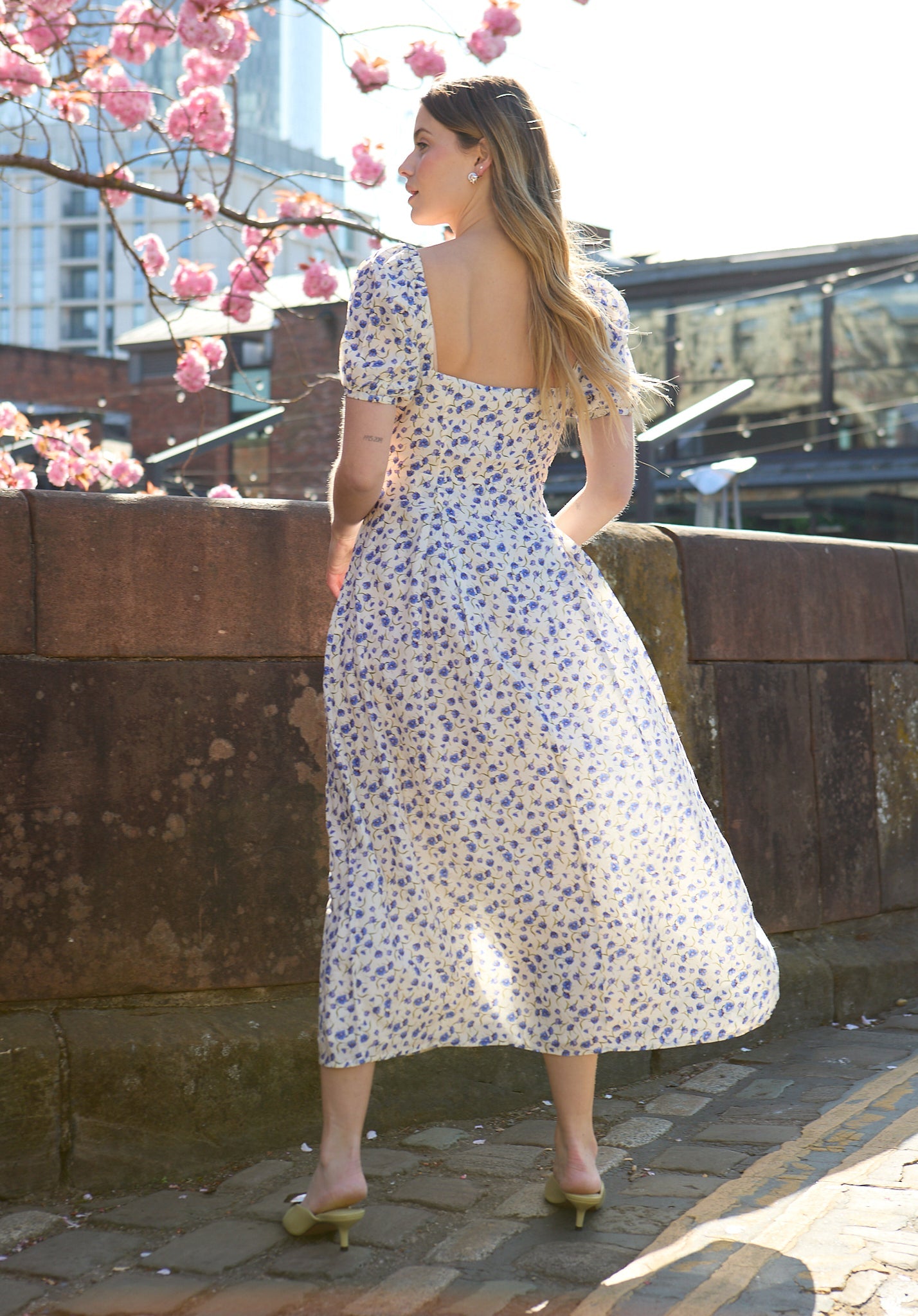 April Button Front Floral Print Midi Dress In Multi - image 3