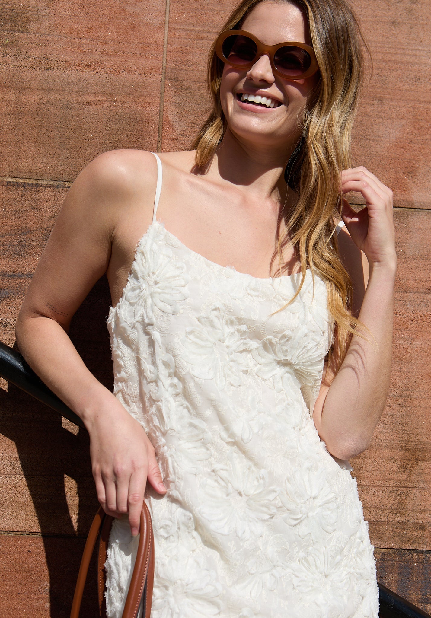 Lily Spaghetti Strap Ribbon Work Midi Dress In Cream- image 3