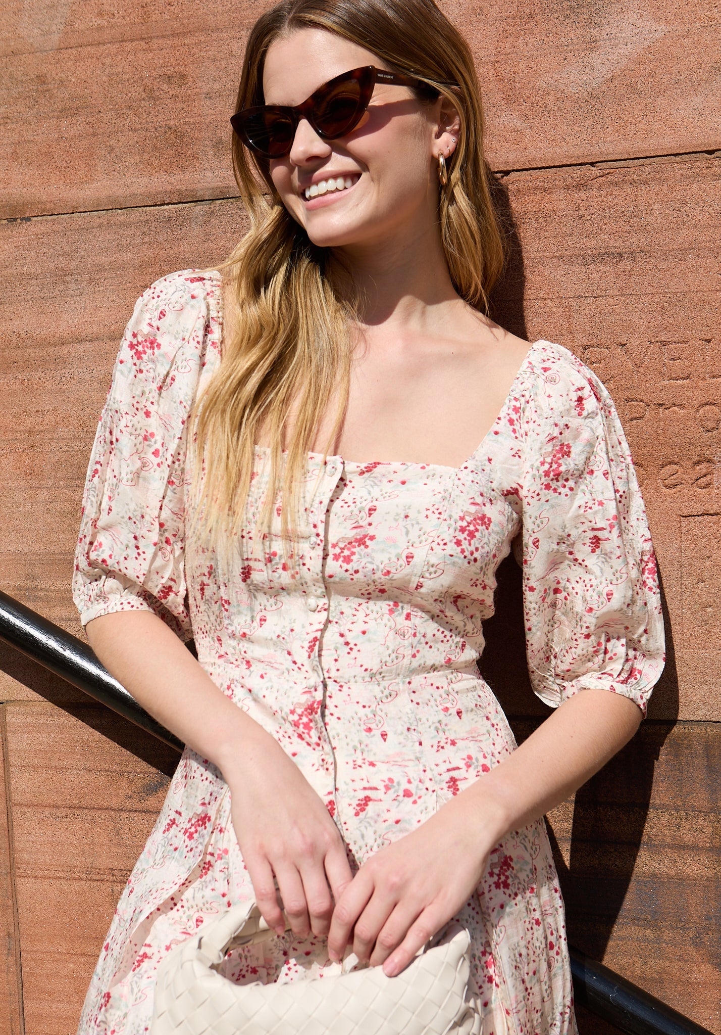 India Button Front Wishing Well Floral Print Mini Dress In Multi - image 3