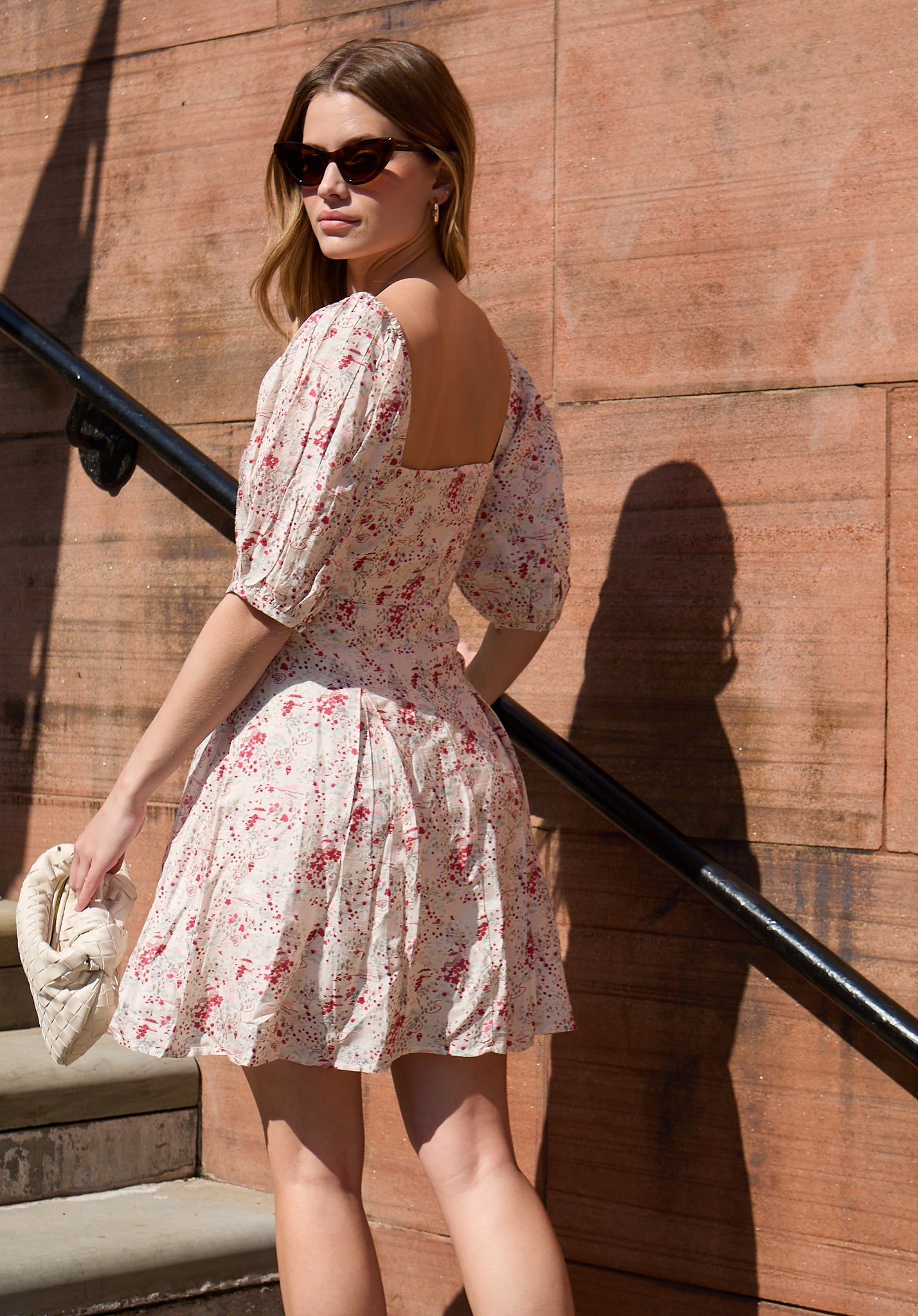 India Button Front Wishing Well Floral Print Mini Dress In Multi - image 5