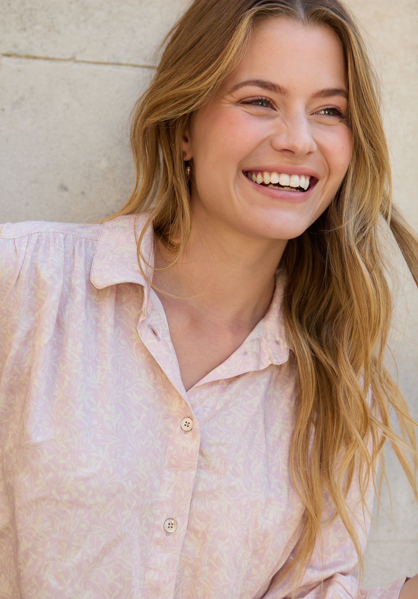 Marrianne Peter Pan Collar Tonal Foulard Floral Print Shirt In Pink - image 4