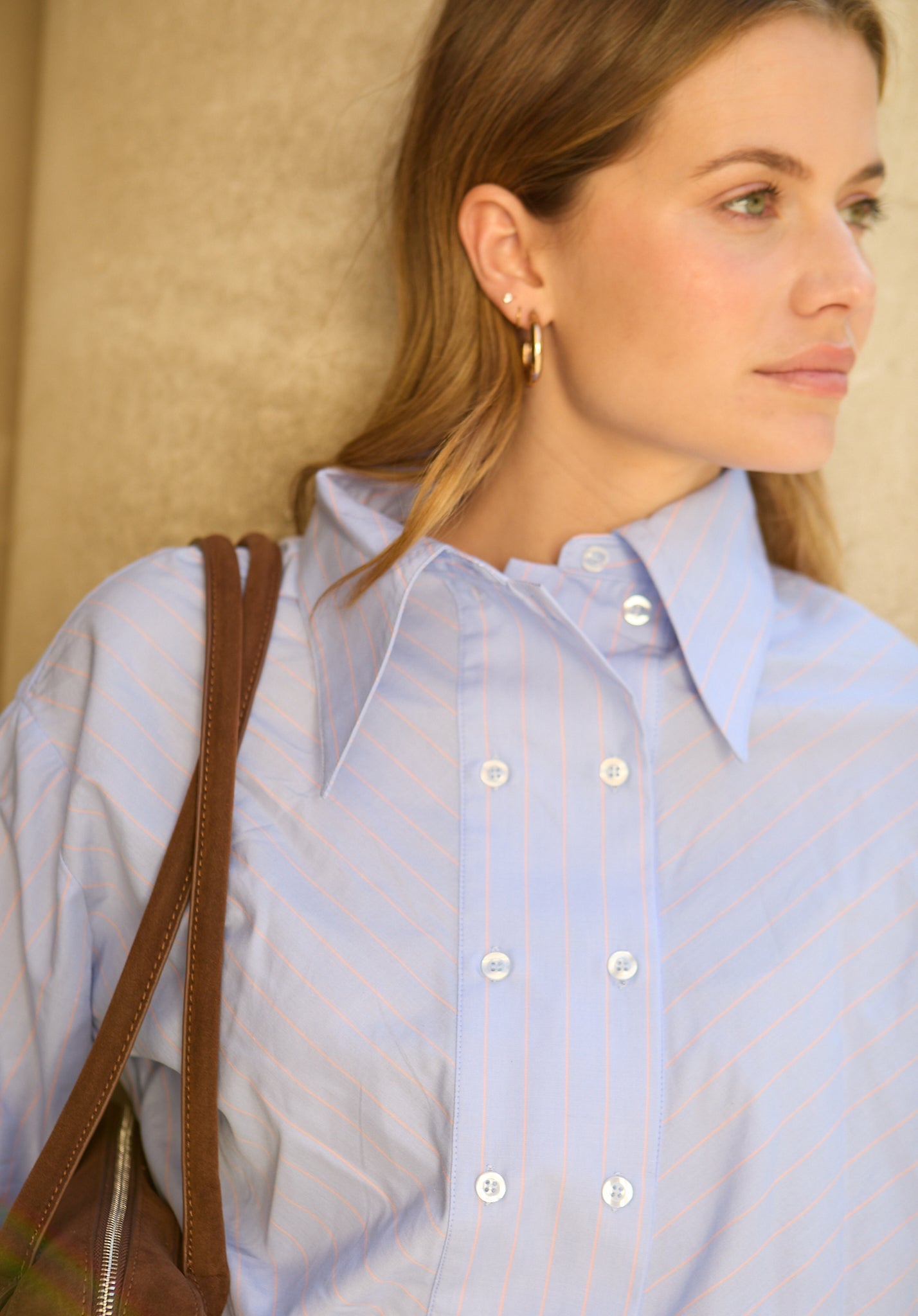 Dapper Double Placket Stripe Shirt In blue- image 6
