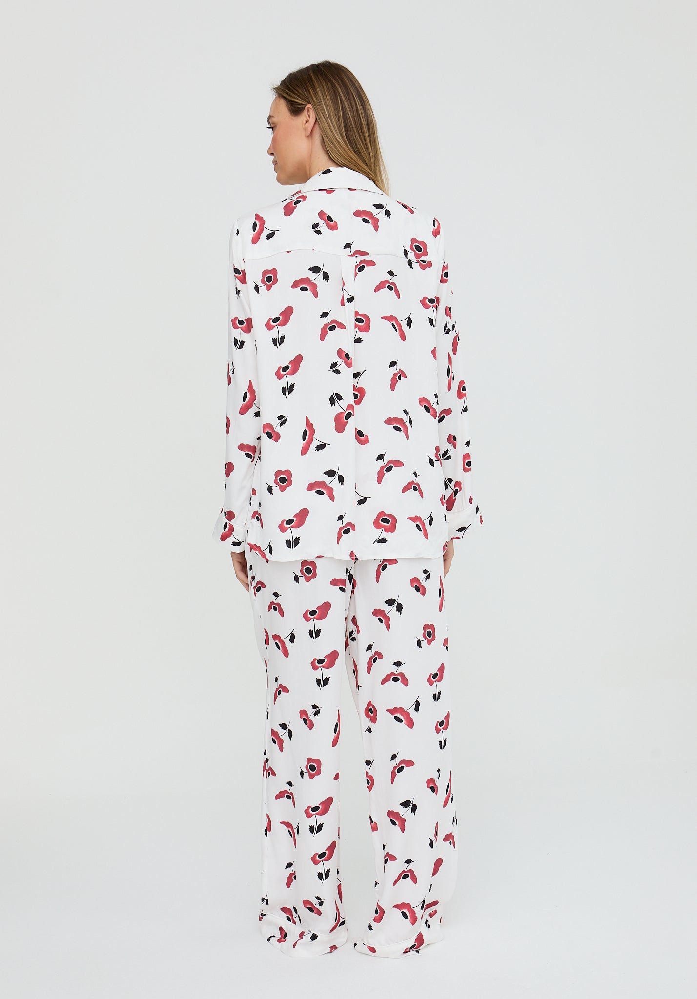 White poppy print Evie Pyjama Set