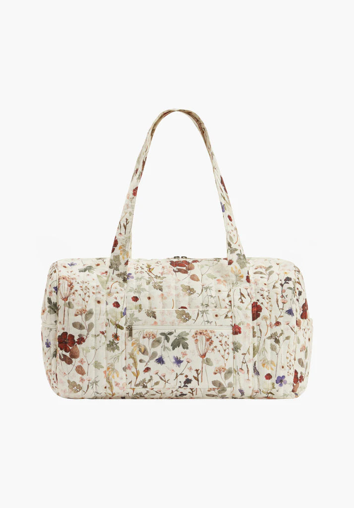 Sia Pressed Floral Print Overnight linen Bag In Cream - image 1