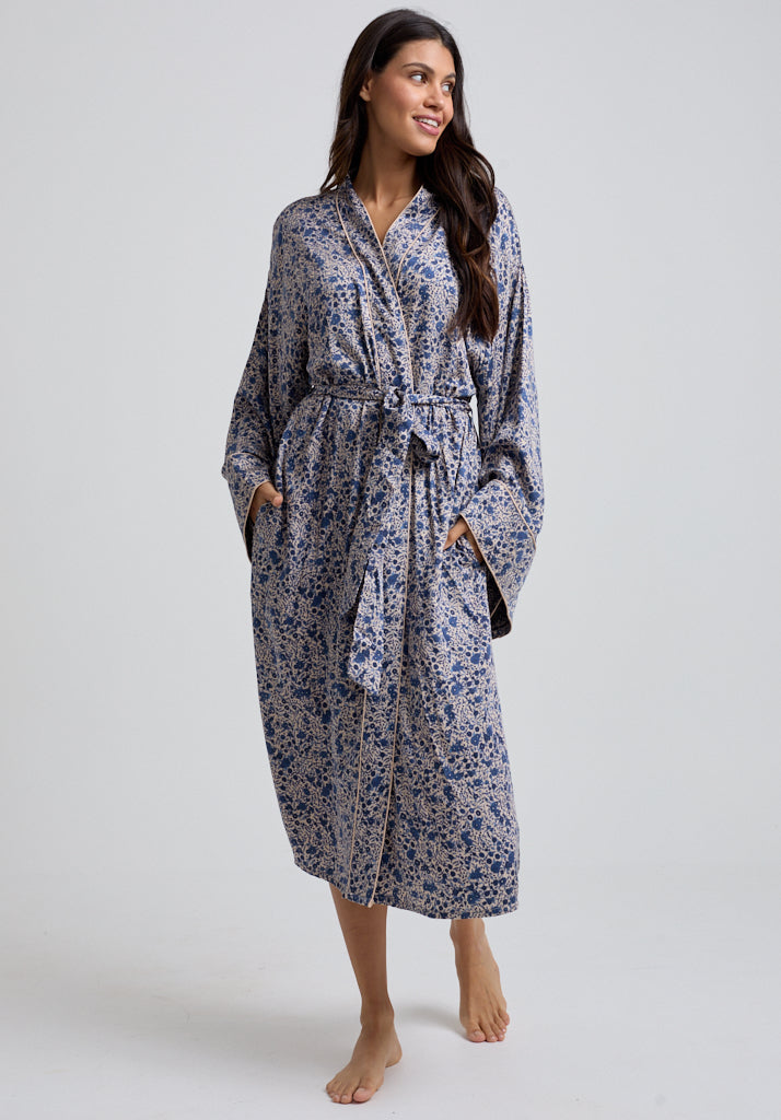 Corina Aster Robe in Blue