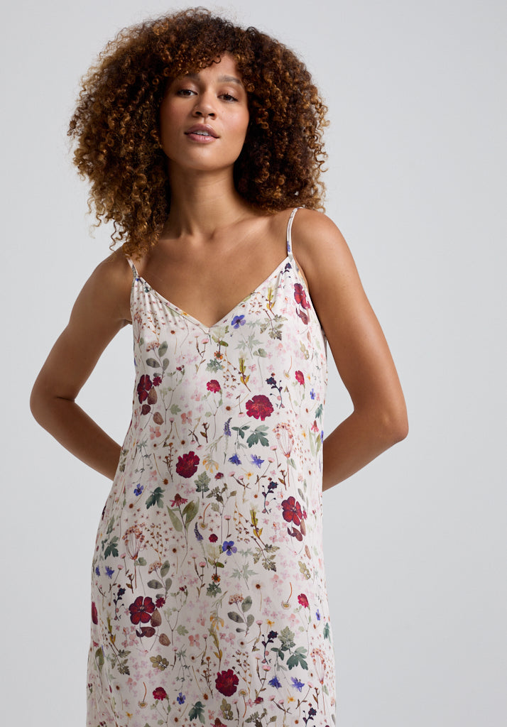 Midi Floral Night dress with cami straps front view