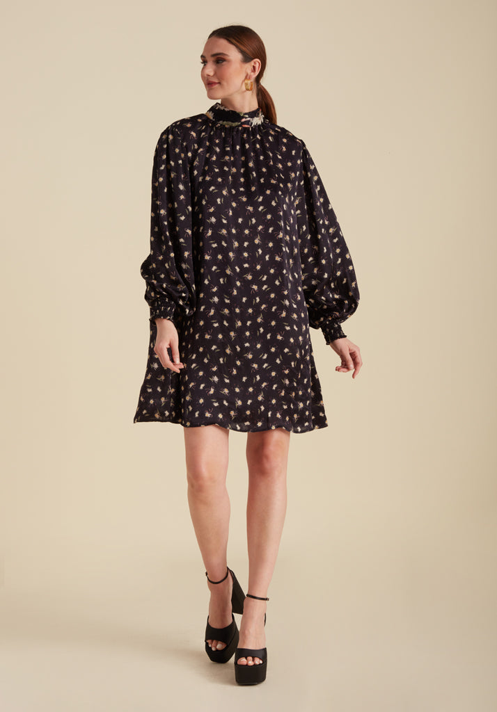 Molly Moonflower Mini Dress in Navy