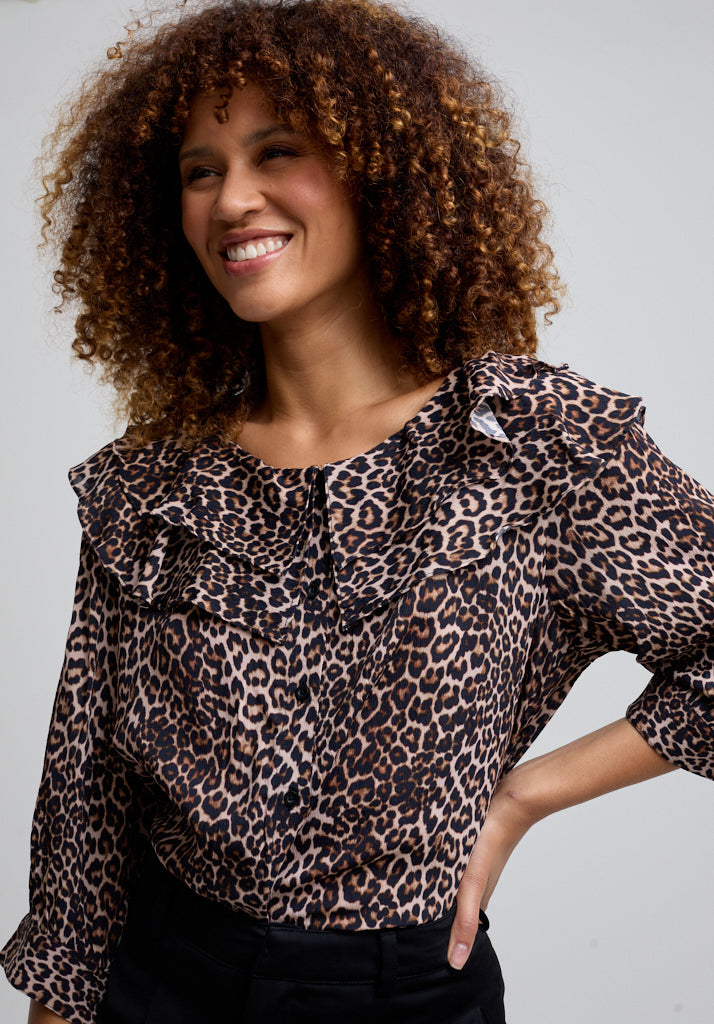 Keira Big Cat Blouse in Brown