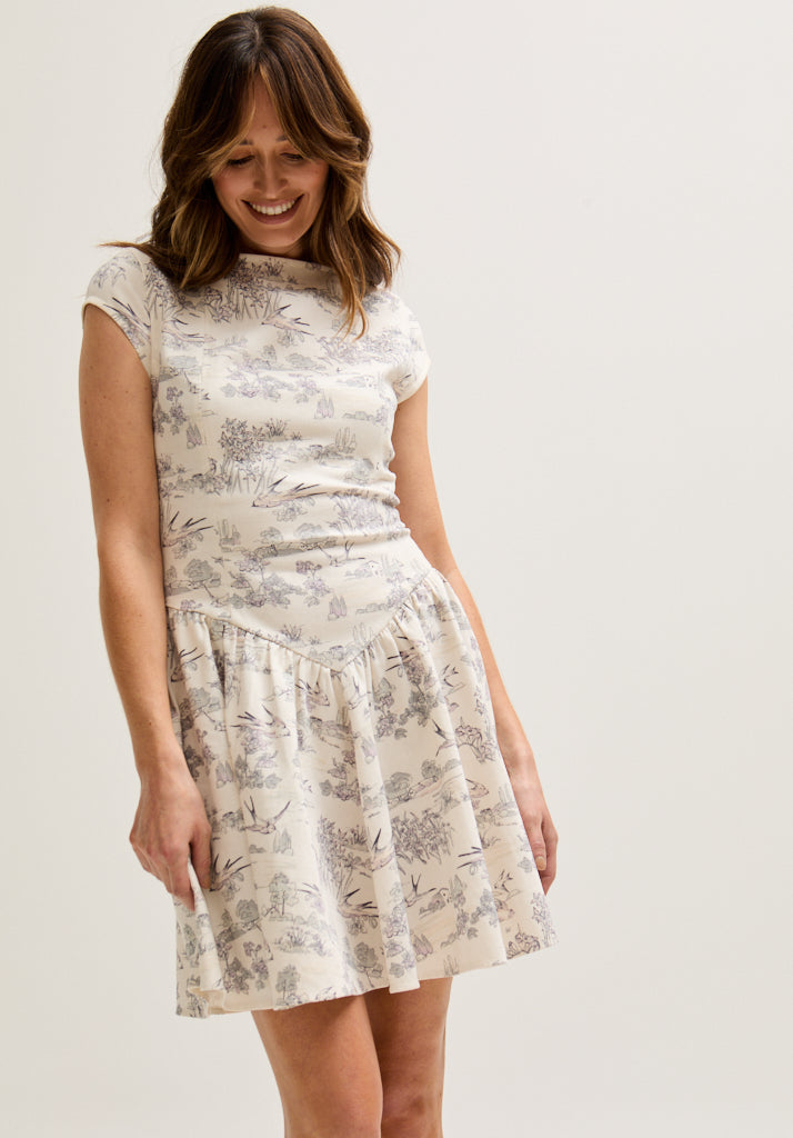 Heidy Corset Inspired Josephine Print Mini Dress In Cream