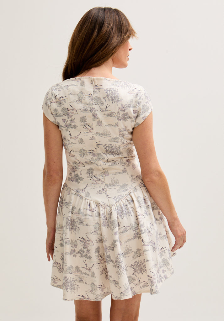 Heidy Corset Inspired Josephine Print Mini Dress In Cream
