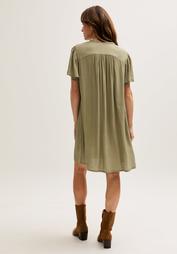 Roma Angel Sleeve Mini Dress In Green