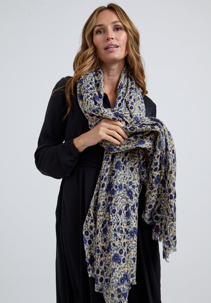 Blue Aster print scarf