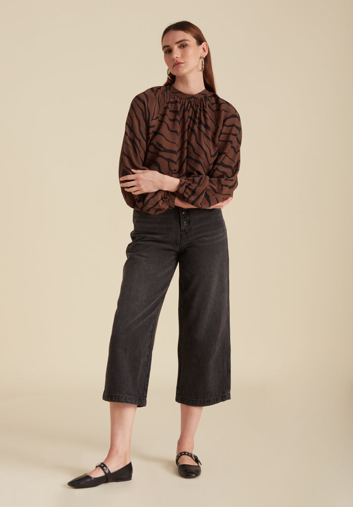 Helena Tiger Blouse in Brown