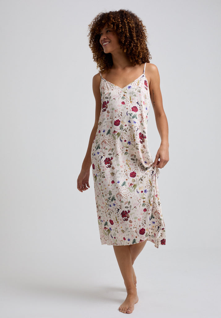 Midi Floral Night dress with cami straps front view