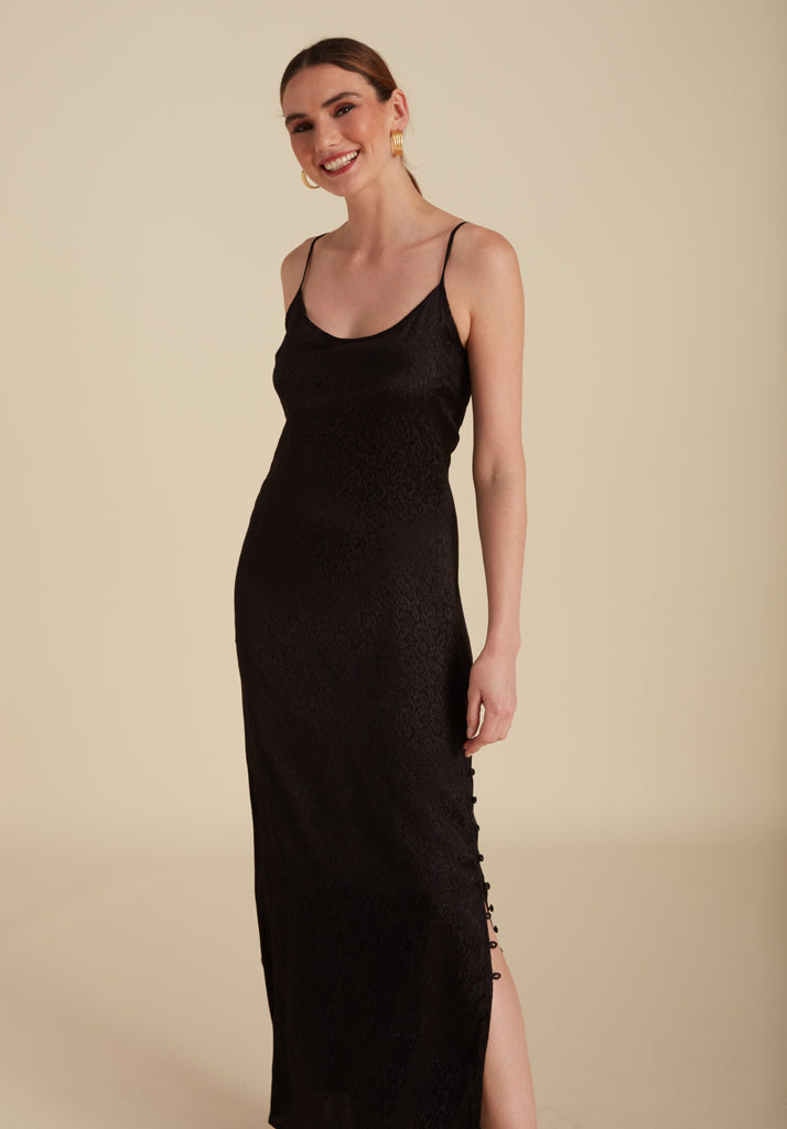 Ruby Animal Maxi Dress in Black