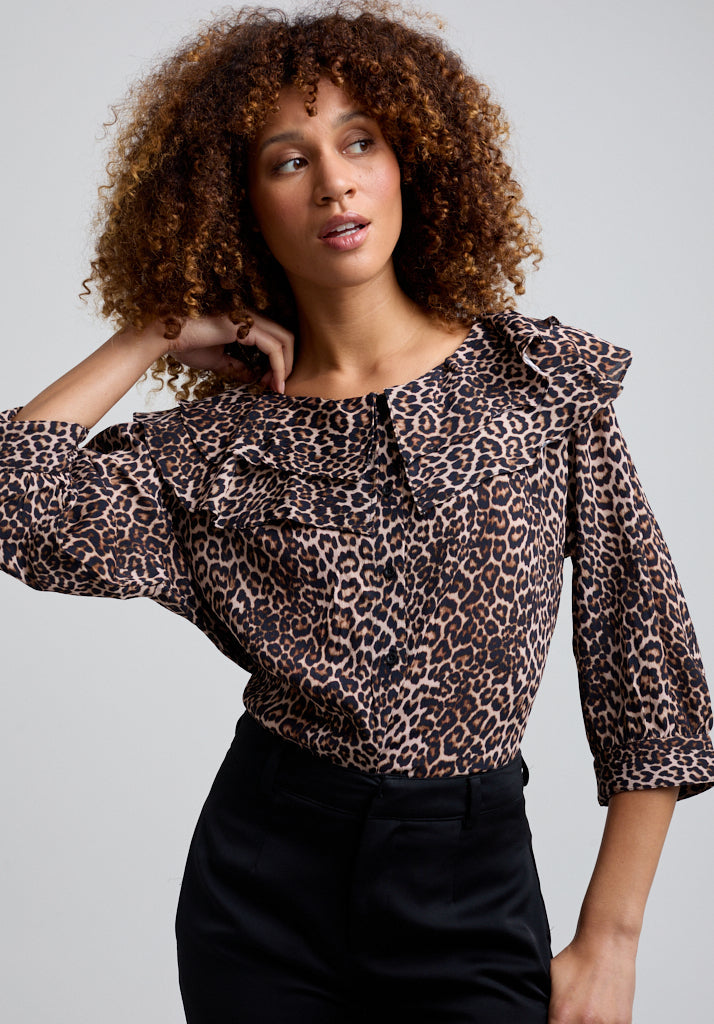 Keira Big Cat Blouse in Brown