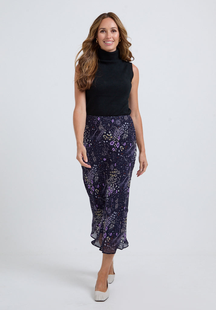 Poppy Zodiac Midi Skirt In Multi