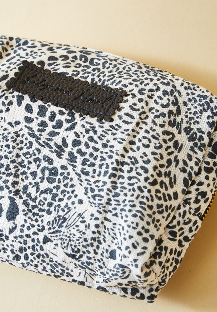 Maya Hidden Leopard Cosmetic Bag in Cream