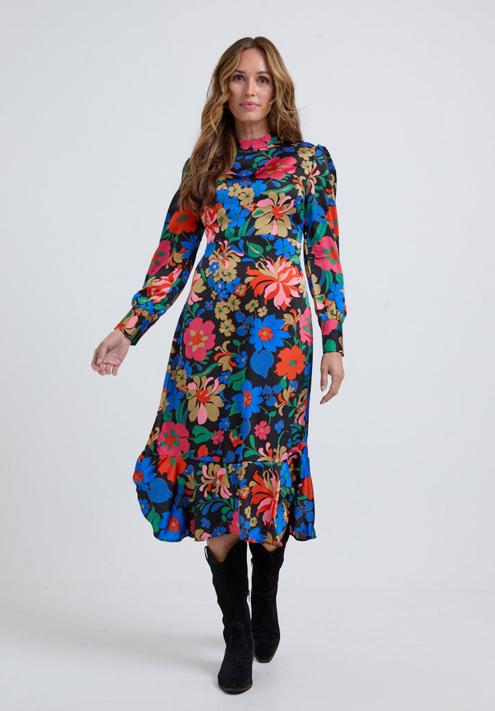 Sophie Floral Midi Dress In Multi