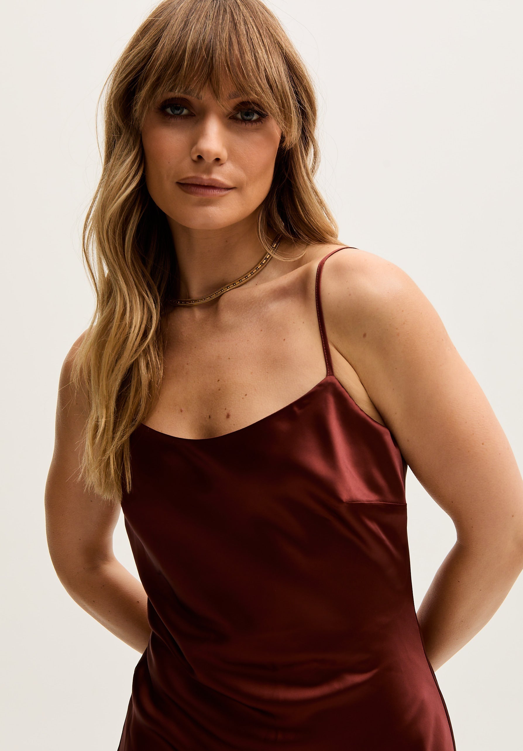 Roxy Spaghetti Strap Maxi Dress In Choclate Brown