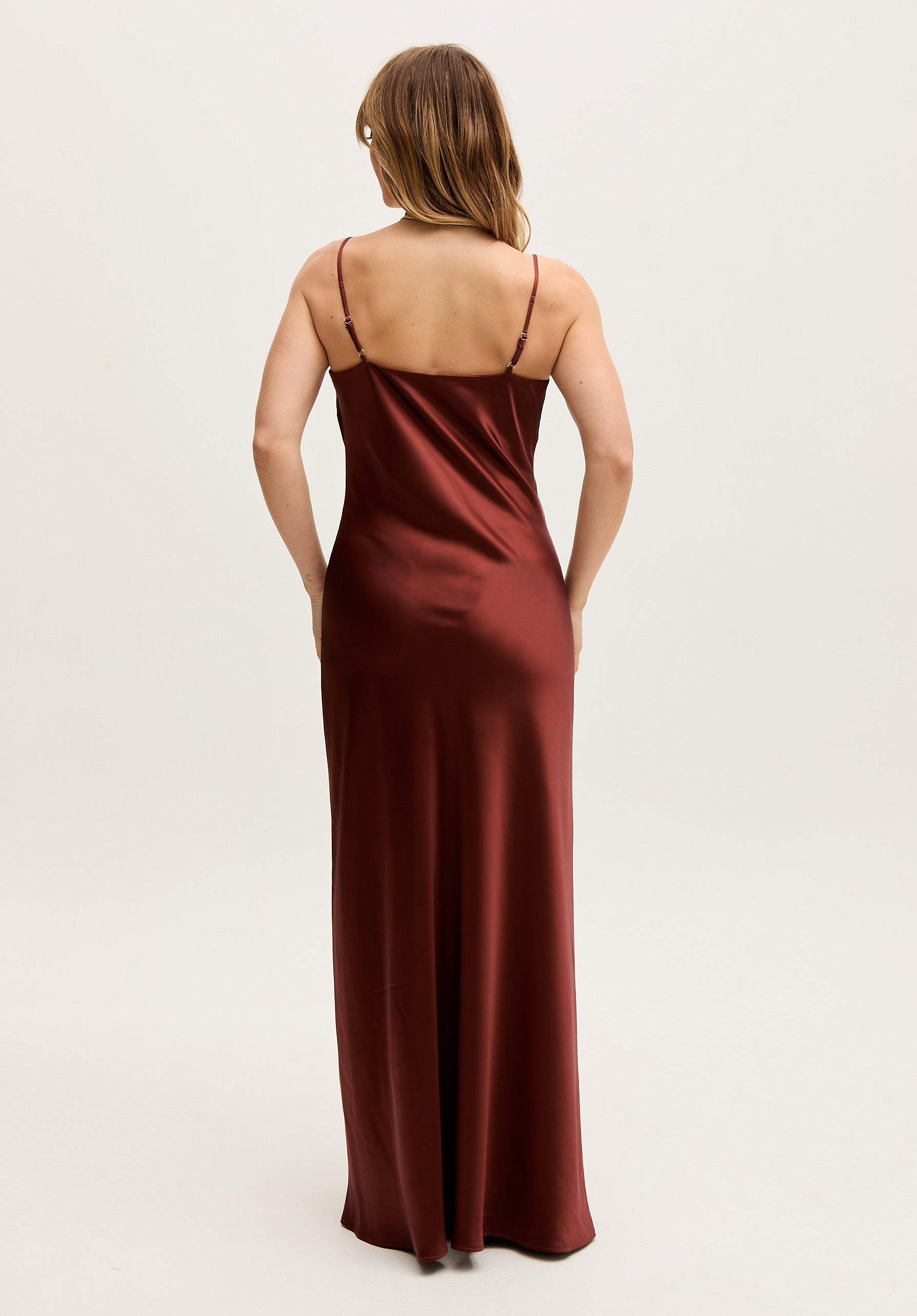 Roxy Spaghetti Strap Maxi Dress In Choclate Brown