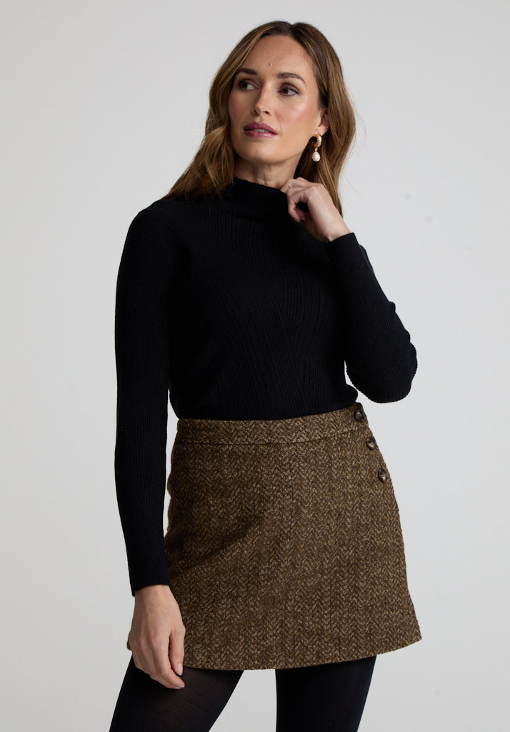 Beatrice Roll Neck Jumper In Black