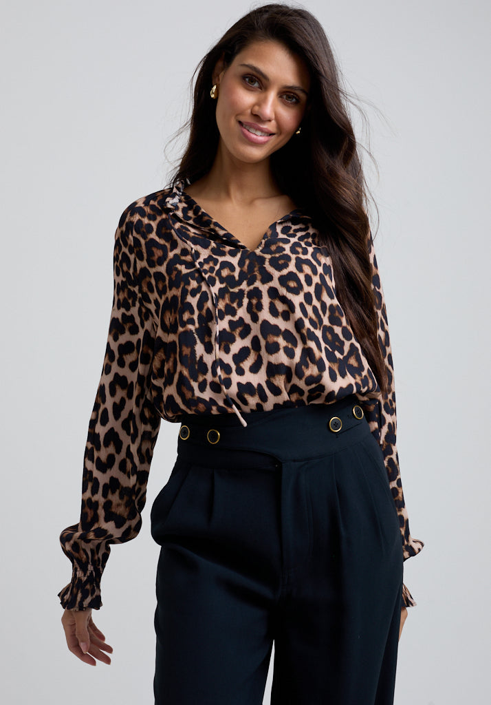 Florence Big Cat Blouse in Brown