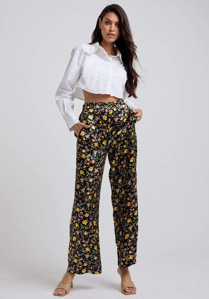 Bright Floral Printed Wide Leg Trouser 