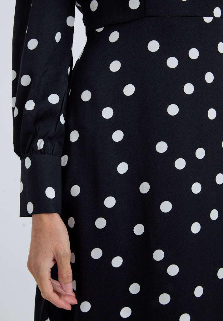 Sophie Polka Dot Midi Dress In Black