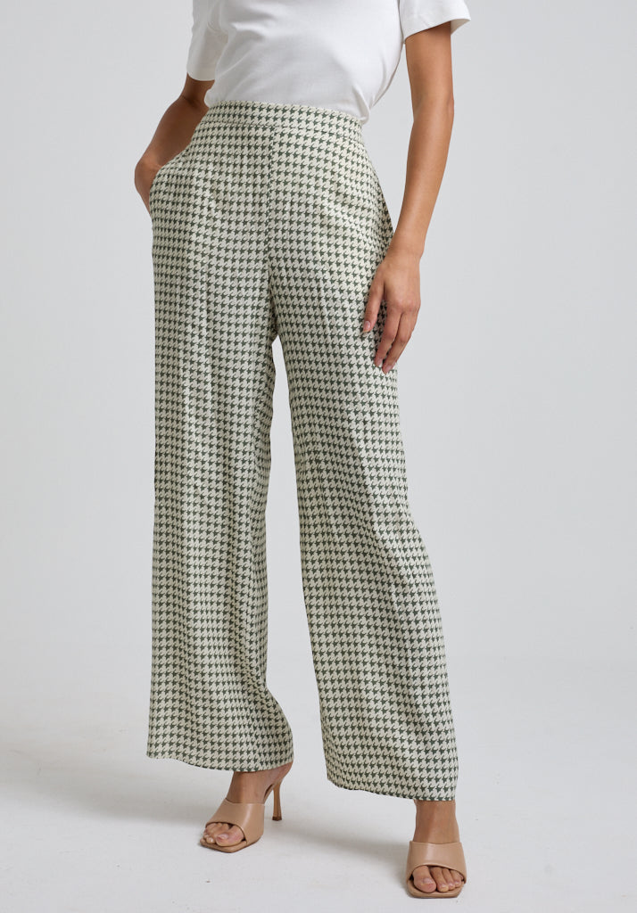 Leon Houndstooth Trouser in Green