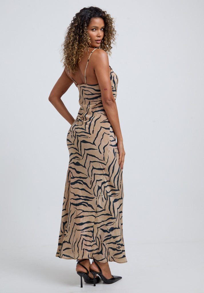 Roxy Tiger Maxi Dress in Brown