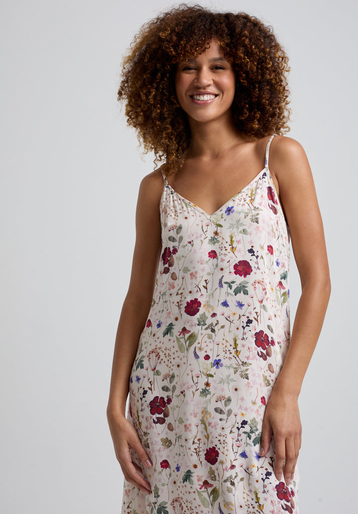 Midi Floral Night dress with cami straps front view