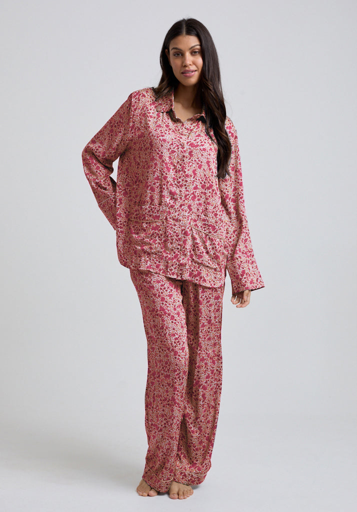 Evie Aster Pyjama Set in Pink