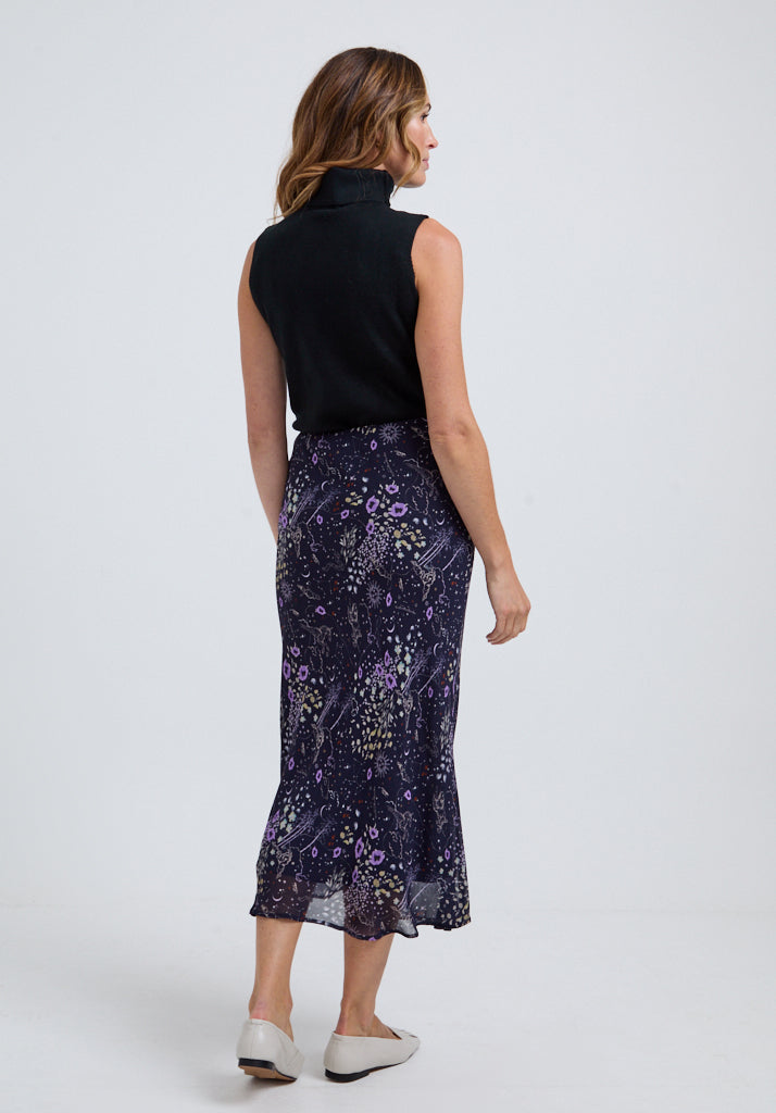 Poppy Zodiac Midi Skirt In Black