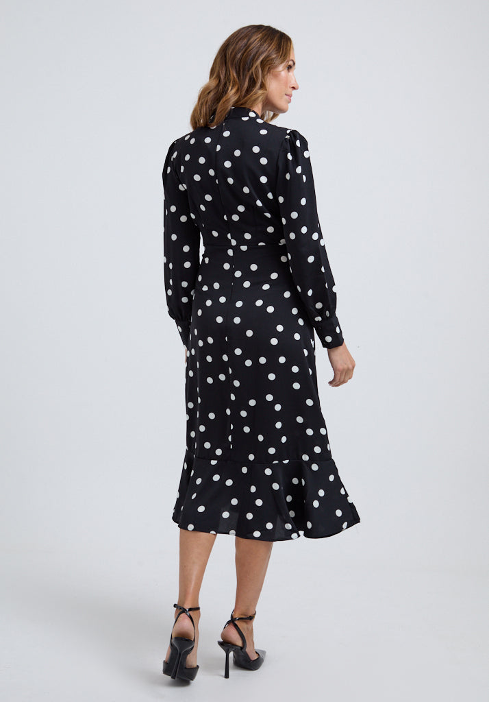 Sophie Polka Dot Midi Dress In Black