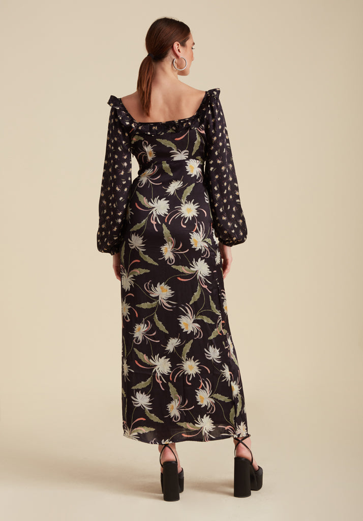 Martha Moonflower Midi Dress in Navy