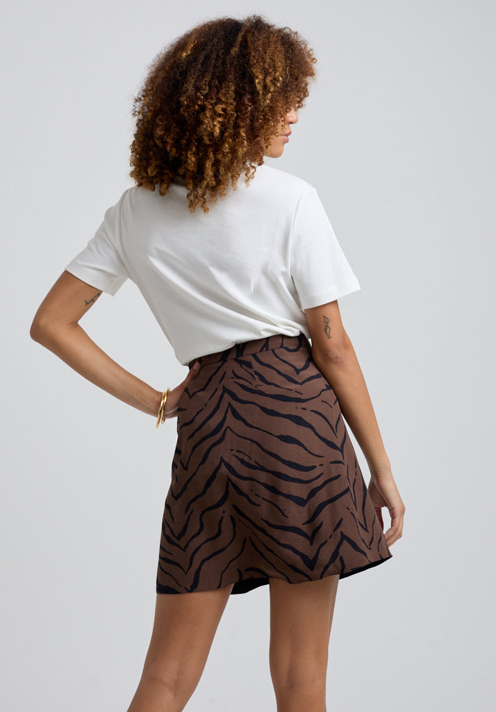 Sadie Tiger Mini Skirt in Brown