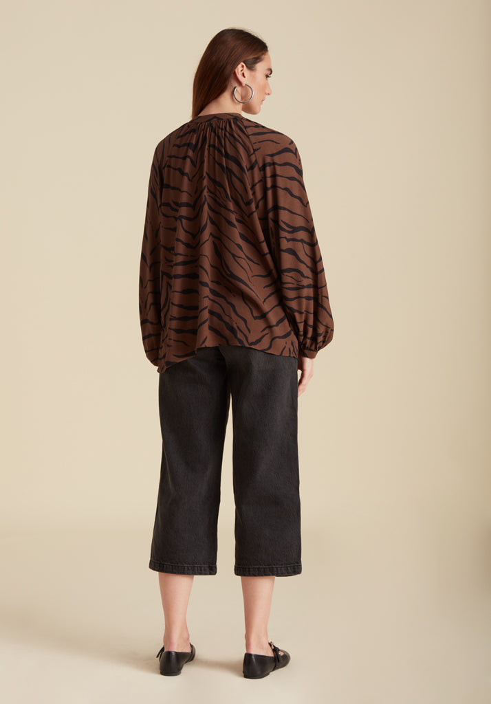 Helena Tiger Blouse in Brown