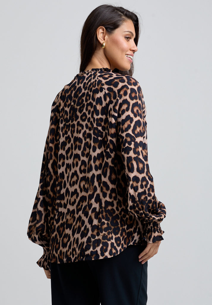 Florence Big Cat Blouse in Brown